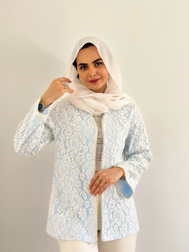 کت گیپور مرواریدی آبی روشن