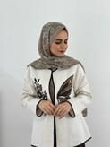کت گلدوزی پروانه قهوه ای