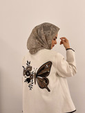 کت گلدوزی پروانه قهوه ای