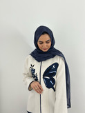 کت گلدوزی پروانه سرمه ای