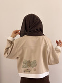 کت گلدوزی کراپ( کرم)