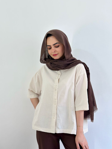 شومیز بهاره باکسی(رنگ کرم)