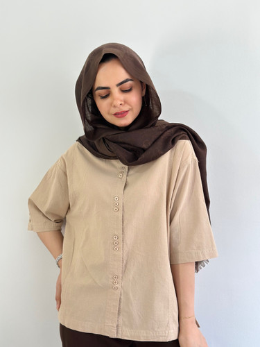 شومیز بهاره باکسی(رنگ کرم نخودی)