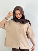 شومیز بهاره باکسی(رنگ کرم نخودی)