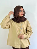 شومیز بهاره گلدوزی خرگوش(رنگ کرم نخودی)