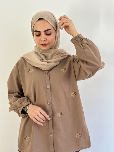 شومیز گلدوزی ستاره(رنگ موکا)
