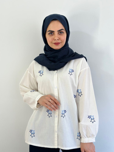 شومیز گلدوزی ستاره(رنگ سفید)