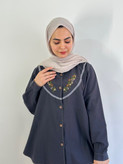 شومیز بهاره گلدوزی(رنگ طوسی)
