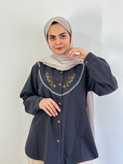 شومیز بهاره گلدوزی(رنگ طوسی)