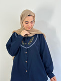 شومیز بهاره گلدوزی(رنگ سرمه ای)