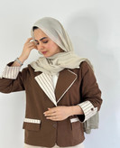 کت لینن راه راه(قهوه ای)