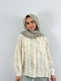 شومیز تابستانه دبل فیس گل سبز