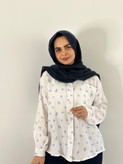 شومیز تابستانه دبل فیس گل آبی