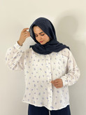شومیز تابستانه دبل فیس گل آبی