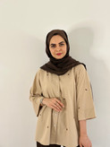 شومیز لینن پاپیون کرم
