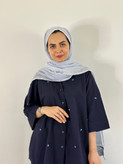شومیز لینن پاپیون سرمه ای