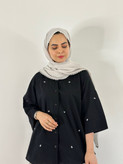 شومیز لینن پاپیون مشکی