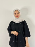 شومیز لینن پاپیون مشکی