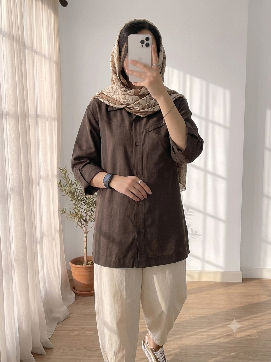 شومیز تابستانه لنین(قهوه ای)