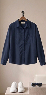 شومیز کتان نخ وارداتی(سرمه ای)